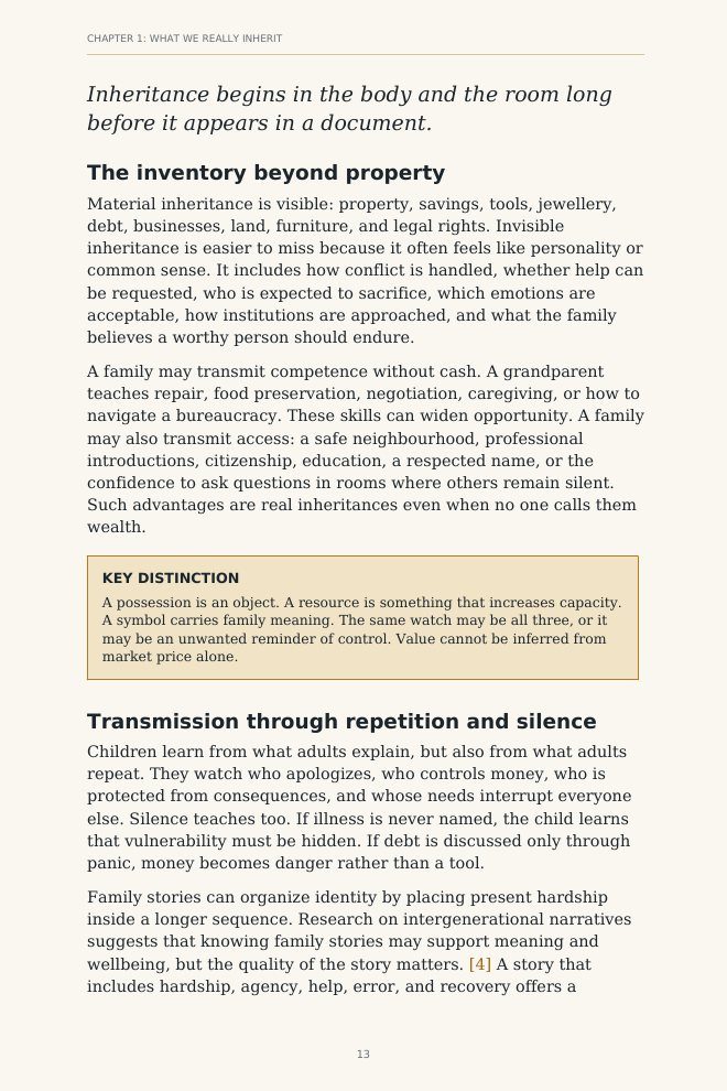 A page from inside Beyond Inheritance | Family Legacy & Cycle-Breaking Workbook (PDF)