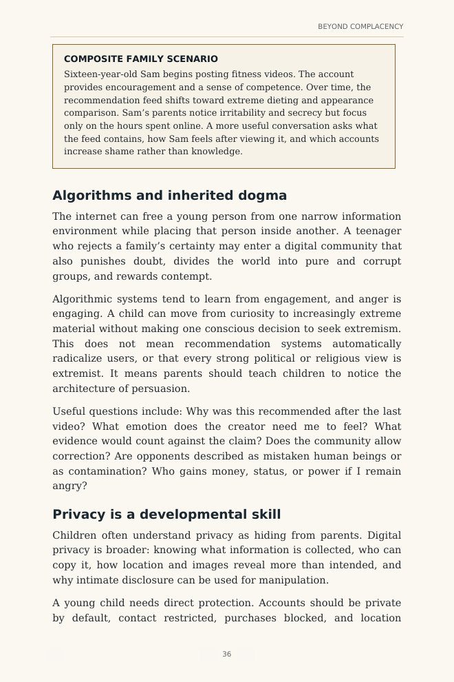 A page from inside Beyond Complacency | Raising Gen Z & Gen Alpha in a Digital Age (PDF + EPUB)